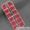 24 Peças de Decorações Acessíveis de Laços Vermelhos para Unhas, Laço de Fita Vermelho de Ano Novo Misturado com Pedras Strass de Resina para Unhas Venda por Atacado