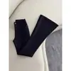 Jeans Acampanados Forrados de Polar Negro para Mujer, Tendencia Otoño e Invierno 2025, Nuevos Pantalones de Campana Elásticos de Cintura Alta Ajustados