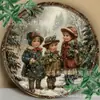 Ornaments Criativos de Natal para Pendurar em Estoque Artesanato em Madeira Placa Redonda para Porta Série de Pendentes de Madeira Pingentes Decorativos