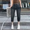 Jeans Ajustados de Pierna Recta Cropped Talla Grande para Mujer 2025 Primavera y Otoño Nuevos de Cintura Alta Petite tipo Zanahoria Harem Dad