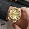 Nuevo Reloj para Hombre de Acero con Esfera Grande Transfronterizo Comercio Exterior Tres Ojos Atmosférico Nuevo Desarrollo Aleación de Acero Hombres Stock Disponible