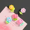 Girassol Brilhante Tulipa Folha Verde Flor Acessórios DIY Cola Creme Ímãs de Geladeira Feitos à Mão Fivelas de Sapato Acessórios de Resina Materiais