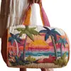 Nueva Marca Independiente Serie Hawaiana Bolso de Viaje Acolchado de Algodón, Bolso de Yoga para Mujer Estampado de Moda, Bolso de Mano