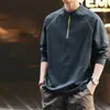 Camiseta de Manga Larga para Hombre Serie Montaña Feroz para Ciclismo y Senderismo al Aire Libre, Marca de Moda Otoñal Ins Camisa Deportiva de Medio Zip de Secado Rápido
