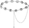Cadena de cintura de metal estilo Ins de luna y girasol para mujer, accesorio de cintura ajustable para vestido, cinturón de cadena multicapa de alta gama