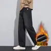 Jeans Reto Americano Retro com Veludo Plus Outono/Inverno 2026 para Homens Calças Largas Emagrecedoras