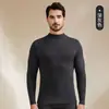 Ropa interior térmica acrílica ultrafina que genera calor, con cuello semi-alto, nueva colección de otoño para hombre, conjunto térmico de top y pantalón mezcla de seda y cachemira