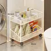 Estante de almacenamiento junto a la lavadora, estante de almacenamiento multifuncional con drenaje para el baño, estante de almacenamiento multicapa móvil para el inodoro