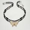 Nuevo colgante de mariposa con cuentas negras retro, cadena de clavícula, nuevo collar de moda con diseño de nicho de textura elegante de estilo chino