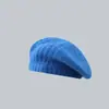 Boina de Punto de Pelo de Conejo Venta al por Mayor de Fábrica Estilo Coreano para Mujer de Cabeza Grande Plegable Gorro de Artista Venta al por Mayor Boina para Otoño e Invierno