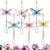 Venda Quente Transfronteiriça 5D DIY Sino dos Ventos Pintura com Diamantes, Pintura Decorativa Pendurada Dupla Face Feita à Mão com Studs de Diamante com Pássaros e Borboletas, Caça-Sonhos