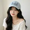 Gorra de Béisbol de Mezclilla Lavada Negra de Moda Ins Estilo Coreano Versátil con Bordado de Letras para Moda al Aire Libre