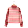 Ropa de Mujer Transfronteriza 2026 Moda Europea y Americana Casual Holgada de un Solo Botón Cuello Alto Chaqueta de Punto Rayada Mujer M87102