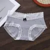 Ropa Interior de Hilo de Encaje de Hada Dulce que Cubre la Cadera de Cintura Media de Algodón Simple y Cómoda Sin Bloqueo de Entrepierna Grado 10A Antibacteriana