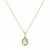 Conjunto de Colar e Brincos de Zircônia Gota d'Água em Prata de Lei 925 para Mulheres, Brincos e Anel Azuis Frescos Estilo Coreano, Acessórios Versáteis da Moda