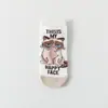 Nuevos calcetines de tablero recto de gatito de dibujos animados de primavera nuevos calcetines de barco de algodón de animales lindos para mujer fabricantes al por mayor