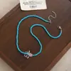 Collar para Mujer Diseño de Nicho Cadena para Clavícula de Gama Alta Nuevo 2025 Fino Turquesa Perlas de Mijo No se Desvanece en Verano