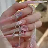 Accesorio para decoración de uñas Lz con lazo de borla larga, nuevo accesorio de lazo con diamantes completos transfronterizo para decoración de uñas vestible DIY