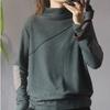 Pulôver de gola semi-alta artístico e casual, blusa de veludo dupla face, camisa de base solta para mulheres, primavera e outono, uso externo e interno