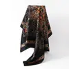 Lenço de Seda com Padrão Paisley Clássico Europeu e Americano para Mulheres, Lenço de Cabeça Versátil da Moda em Seda Sintética, Lenço Quadrado de 90cm, Atacado Transfronteiriço