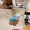 Llavero Creativo de Sanrio de Té de Burbujas con Cuentas Infundidas en Aceite, Botella Linda de Arena Líquida de Dibujos Animados, Colgante para Bolso de Niña Regalo