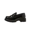 Cuero Genuino Estilo Británico Zapatos Pequeños de Cuero para Mujer Zapatos de Suela Gruesa Planos Negro Mocasines Retro Zapatos de Trabajo Versátiles Tacón Medio Profesionales