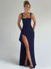 Vestido de Noche Largo para Mujer Estilo Ins Europeo y Americano 2026 Moda de Verano Sexy Espalda Descubierta con Abertura Alta de Tirantes Finos