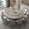 Mesa de jantar redonda em mármore estilo italiano, uma mesa redonda luxuosa e elegante para uso doméstico, adequada para restaurantes e ambientes comerciais, com tampo de mármore resistente ao calor que pode ser usado com cooktops de indução