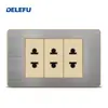 Painel de Aço Inoxidável Cinza Tipo 118 Estilo Tailandês com Tomada Interruptora de Carregamento Rápido USB Tipo-C 20W para Instalação Embutida na Parede