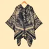 Lenço Cachecol Feminino Estilo Artístico Floresta Espesso Quente Falso Caxemira Dividido Dupla Face Acessório da Moda