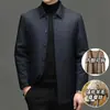 Jaqueta matelassê de algodão masculina com gola alta, espessada com forro de lã e seda, e uma camada interna removível, adequada para homens de meia-idade e idosos no outono e inverno