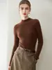 Nuevo suéter de cachemir 100% puro para otoño e invierno para mujer, cuello semialto, corte ajustado, cálida prenda interior de punto para mujer