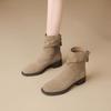 Botas de Tacón Grueso para Mujer 2025 Nuevas Otoño e Invierno Botas Ajustadas Retro Botas de Plataforma de Moda Botas Cortas de Vaquero Occidental