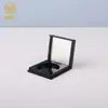 Embalagem Quadrada para Maquiagem com Espelho, Interior Redondo, Design Flip-Top, Caixa Simples Preta Monocromática para Sombra, Estojo Plástico Vazio