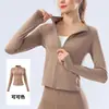 Conjunto de Roupa de Yoga Primavera e Outono Cruzado para Mulheres Jaqueta de Manga Longa Calça Justa de Cintura Alta Efeito Bumbum de Pêssego Conjunto de Duas Peças Pilates Fitness