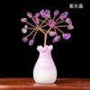 Flor de dente de ametista natural pequena árvore de flores criativa mini árvore da fortuna decoração de mesa de escritório artesanato ornamentos