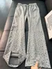 Calça de Moletom Casual com Estampa Completa Cor Café Melanóide Masculina Outono Tendência Marca Estilo Preguiçoso Caimento Reto Perna Larga Solta Calça de Perna Larga