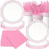 Bestseller transfronterizo: Platos de papel de color sólido con forma especial, servilletas de papel, pancartas desechables, artículos para fiestas de cumpleaños infantiles, encaje azul claro
