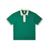 Camisa Polo Casual de Punto Plano Jacquard Color-Block Cuello Suelto Moderna de Manga Corta Estilo Unisex Versátil