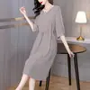 Vestido Reductor de Alta Calidad para Mamás, Vestido Delgado Simple y Elegante de Seda Pesada con Cuello en V, Nuevo Vestido de Seda de Morera Talla Grande