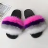 Sapatos de Pelo de Raposa Real Europeus e Americanos para Comércio Exterior Femininos Verão Pelo de Pele Chinelos Sandálias Baixas Pelo de Guaxinim