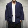 Abrigo Estilo Chino para Hombre Manga Siete Cuartos Traje Tang Hanfu Verano Delgado Holgado Cárdigan Japonés Bata Dao Kimono Top de Lino