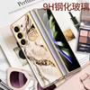 Funda para teléfono Samsung Fold5 con vidrio galvanizado pintado, funda de mármol moderna con todo incluido, funda para teléfono fold5