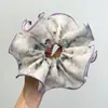 Estilo Coreano Primavera y Verano Suave Giratorio Talla Grande Estilo Chino Estampado Anillo para el Cabello de Intestino Grueso Encaje Tiara para Mujer Cuerda para el Cabello Dulce de Moda