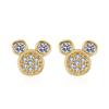 Versión coreana de pendientes de Mickey Mouse con diseño de nicho de circonita microincrustada, ultradelgados y huecos, con personalidad y temperamento, joyería al por mayor