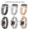 Adequado para pulseira de metal com strass de cinco fileiras para Fitbit Versa 4/Sense 2, smart Versa 3