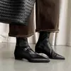 Botines Elásticos para Mujer con Aumento Oculto de Altura Botas Skinny Estilo Nuevo Punta Fina Cierre Trasero Tacón Medio 4cm Piel Súper Flexible Botines Elásticos para Tobillo