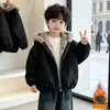 Chaqueta Reversible de Forro Polar Tricolor para Niños Otoño/Invierno 2026 Nueva Elegante Ropa Gruesa de Invierno para Bebé Parka con Capucha
