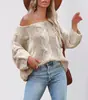 Otoño e Invierno 2026 Transfronterizo Amazon Nuevo Estilo Callejero Europeo y Americano Cuello de Una Sola Línea Suéter Retorcido Holgado Talla Grande para Mujer