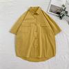 Camisa de manga corta de color liso de verano para hombre, estilo japonés, holgada, de media manga, estilo Hong Kong, blanca, moderna.